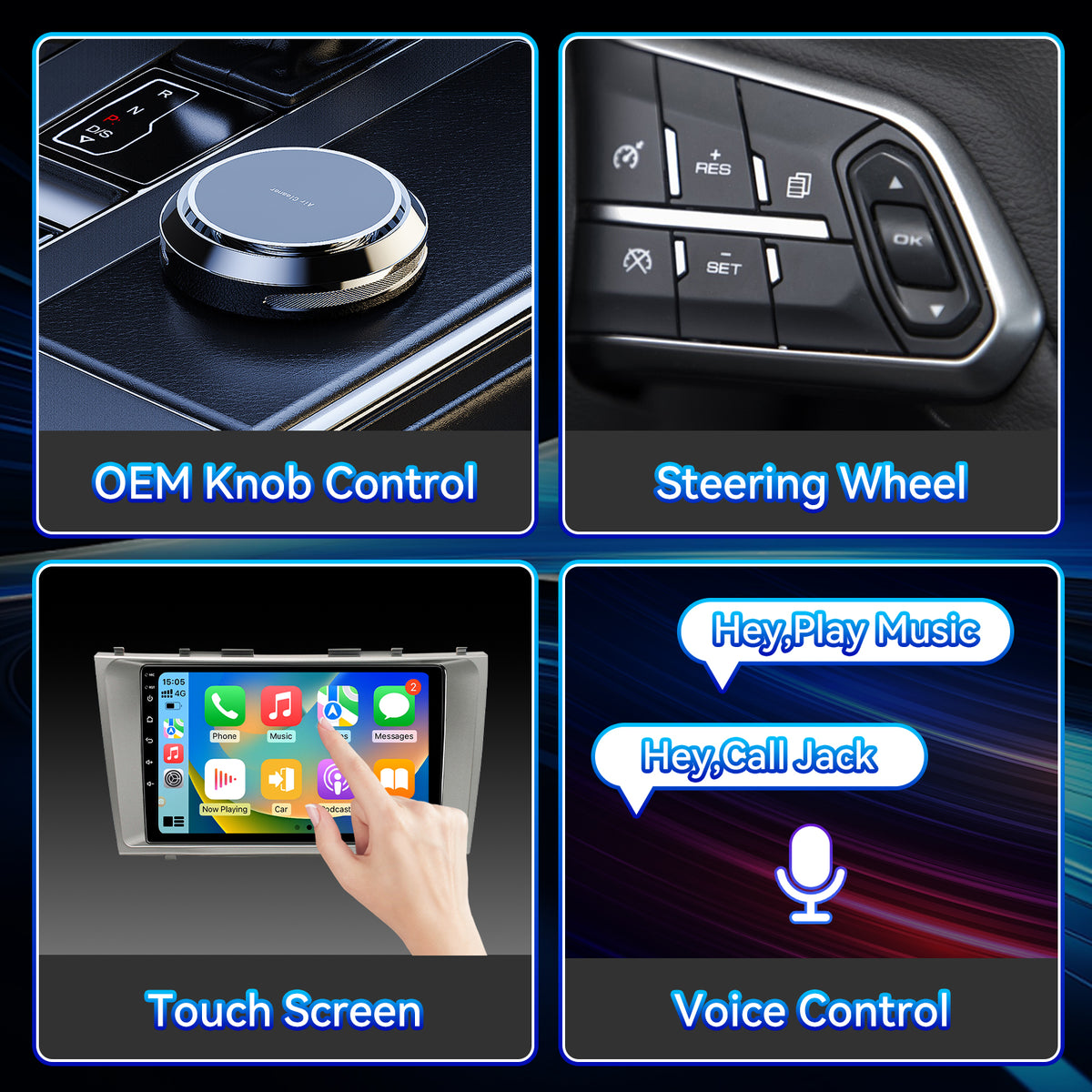 Car Stereo Radio for Toyota Camry 2007-2011 with Wireless Carplay & Android Auto 9 inch Touchscreen GPS FM RDS Bluetooth Backup Camera