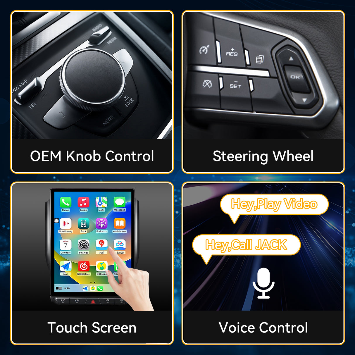 Car Stereo for Dodge Ram 2019-2023 Upgrade Wireless CarPlay & Android Auto AHD Backup Camera GPS SWC FM WiFi Bluetooth