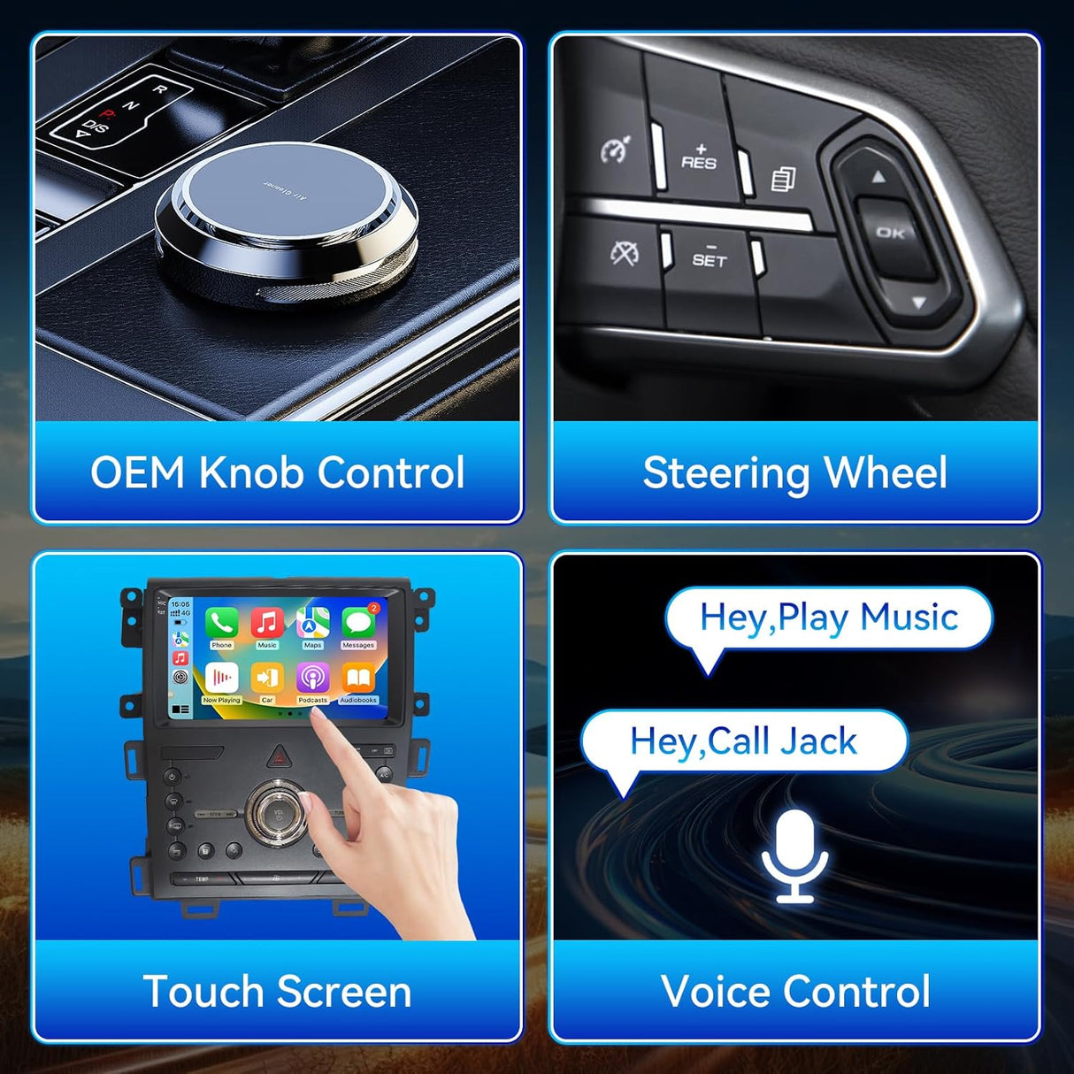 Car Stereo for Ford Edge 2010 2011 2012 2013 2014 Upgrade Wireless CarPlay & Android Auto AHD Backup Camera GPS SWC FM WiFi Bluetooth