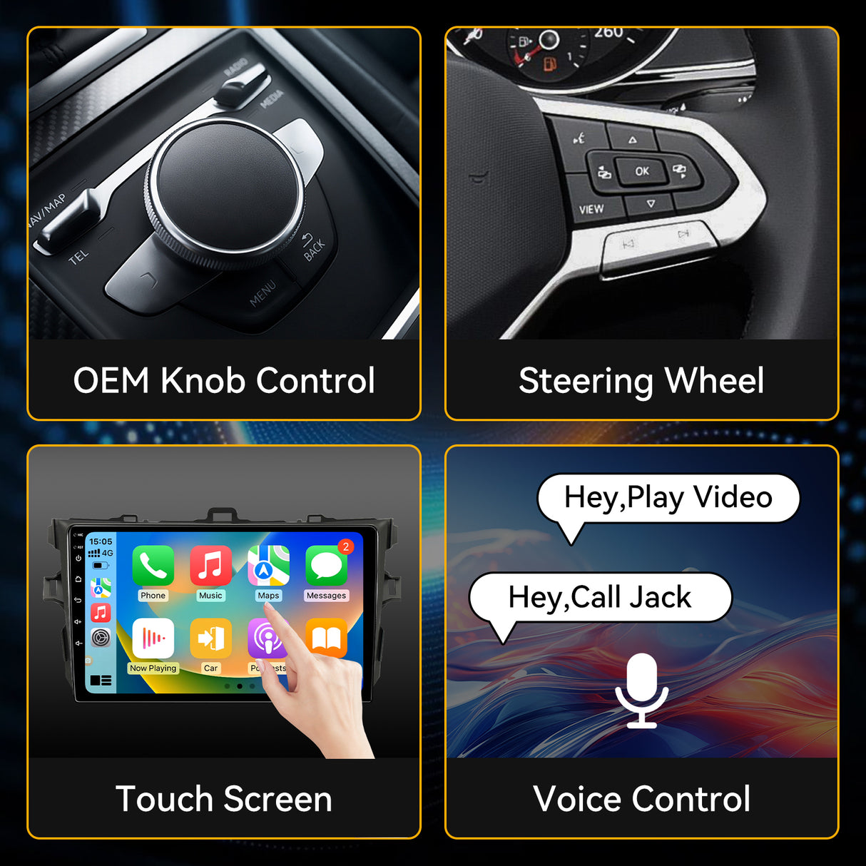 Car Stereo for Toyota Corolla 2006-2012 Upgrade Wireless CarPlay & Android Auto AHD Backup Camera GPS SWC FM WiFi Bluetooth