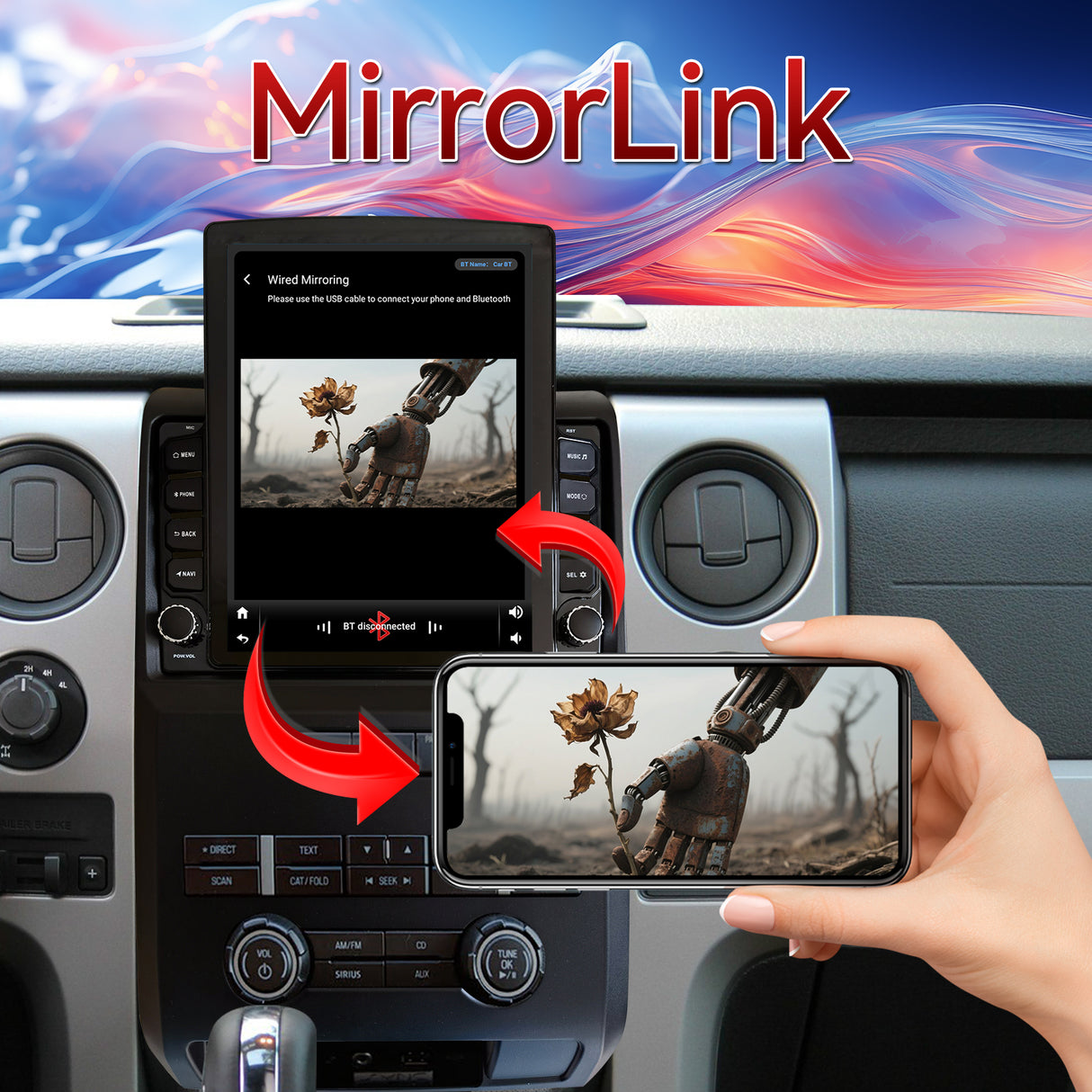 Binize 9.7" Android 14 Car Radio Compatible with Ford F150 2009-2012 Manual AC Upgrade, Car Stereo Replacement Wireless CarPlay & Android Auto, WiFi/BT/FM/SWC/GPS/1080P AHD Backup Camera/2+64G