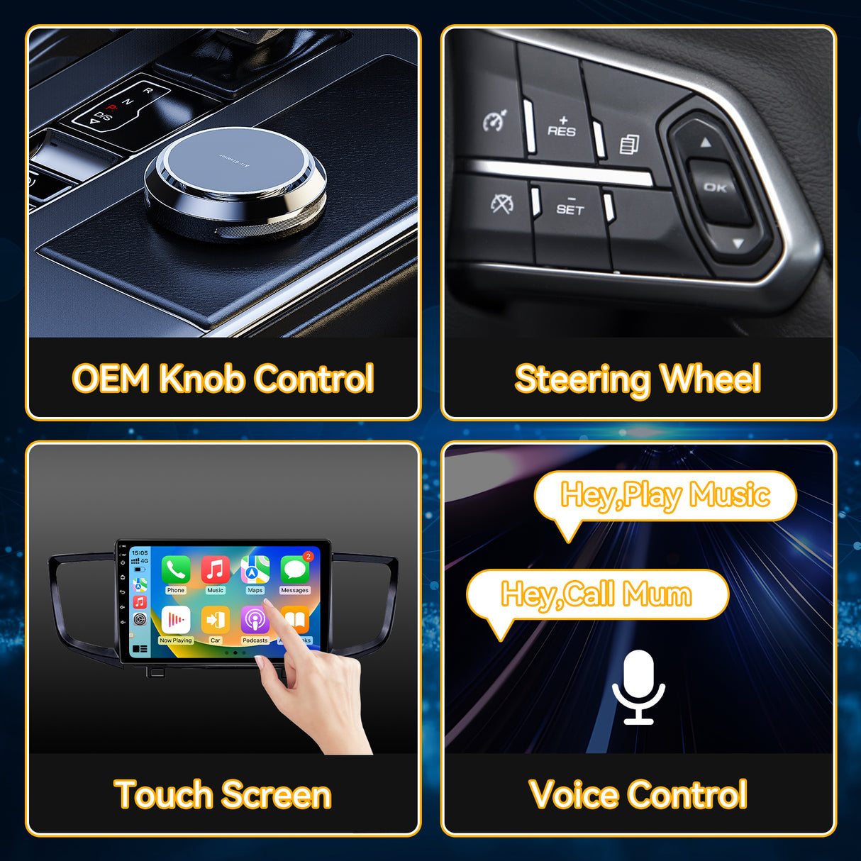 Car Stereo for Honda Pilot 2016-2019 Upgrade Wireless CarPlay & Android Auto AHD Backup Camera GPS SWC FM WiFi Bluetooth