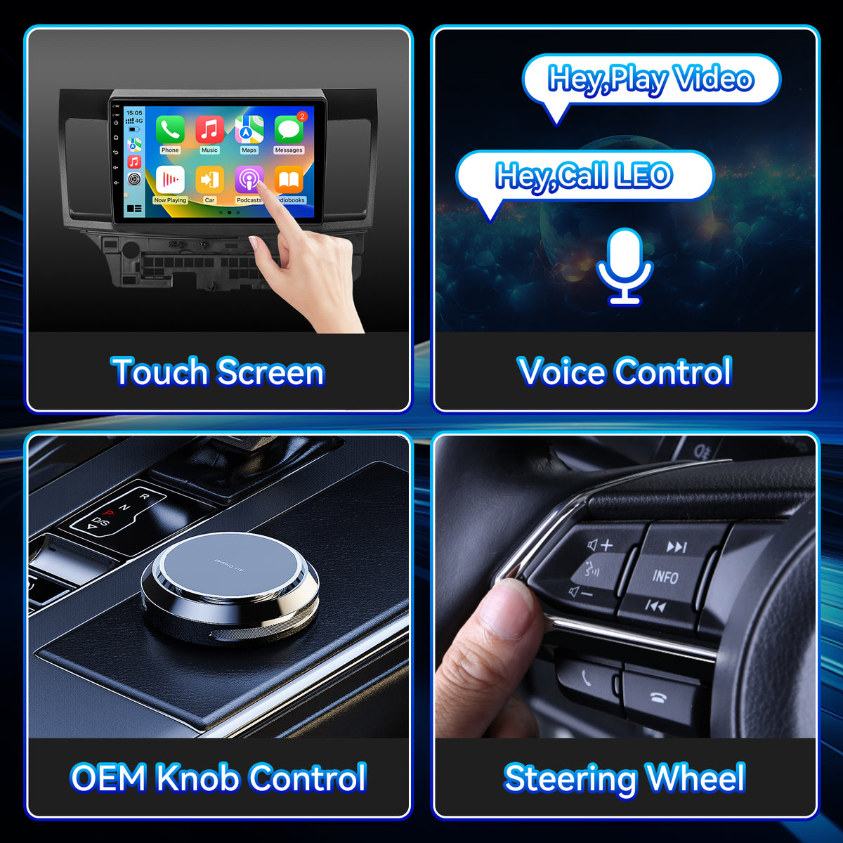 Car Stereo Radio for Mitsubishi Lancer 2008-2017 with Wireless CarPlay & Android Auto 10-Inch Touchscreen WiFi Bluetooth GPS FM/RDS EQ SWC AHD Backup Camera
