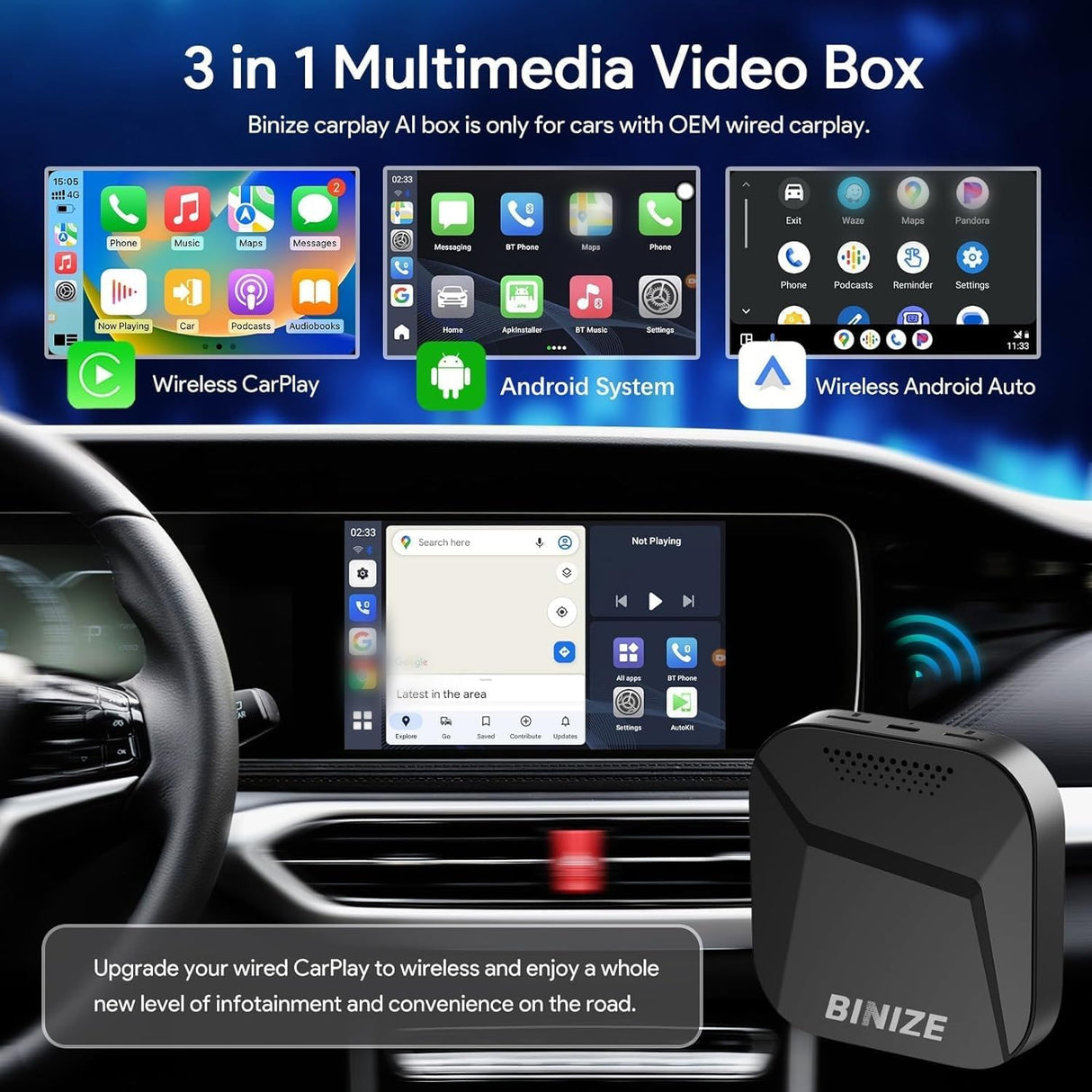 Android 13 Wireless CarPlay Box for Ford F-150 2019-2022