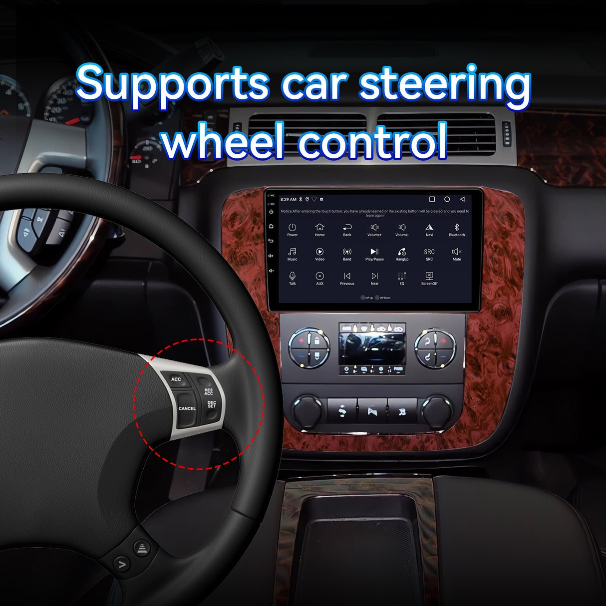 Car Stereo Radio for GMC Yukon Sierra Chevy Tahoe Suburban Silverado 2007-2012 with Wireless CarPlay & Android Auto 1080P Backup Camera GPS Navigation FM Bluetooth SWC WiFi