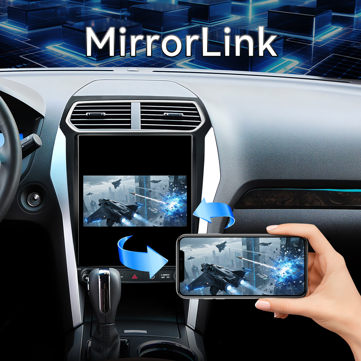 Car Stereo for Ford Explorer 2011-2019 Upgrade Wireless CarPlay & Android Auto AHD Backup Camera GPS SWC FM WiFi Bluetooth