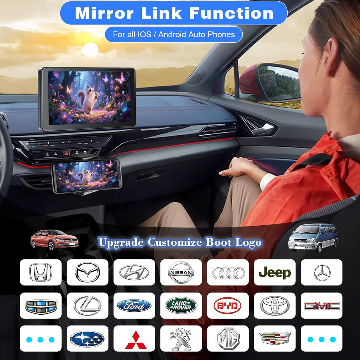 Binize Radio portátil Navegación GPS Compatible con CarPlay y Android AUTO