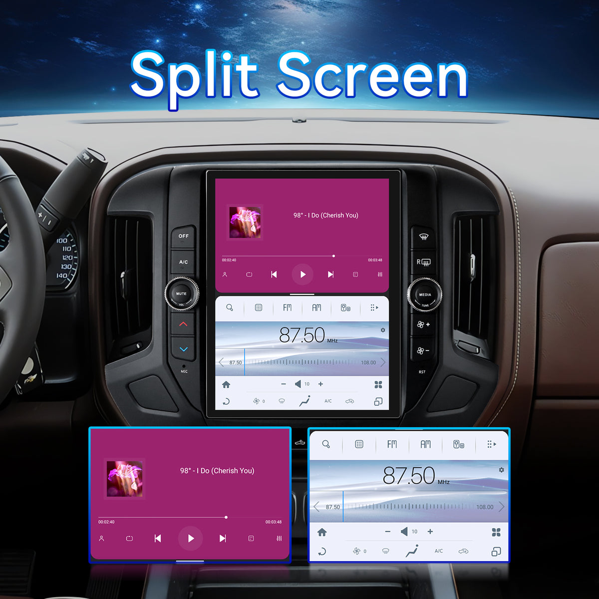 8Core 4+64GB Car Stereo Radio for Chevrolet Silverado GMC Sierra 2014-2018 with Wireless CarPlay & Android Auto 12.1'' T-Style Touchscreen BT5.0 GPS 5Ghz WIFI DSP 32EQ FM 1080P Backup Camera