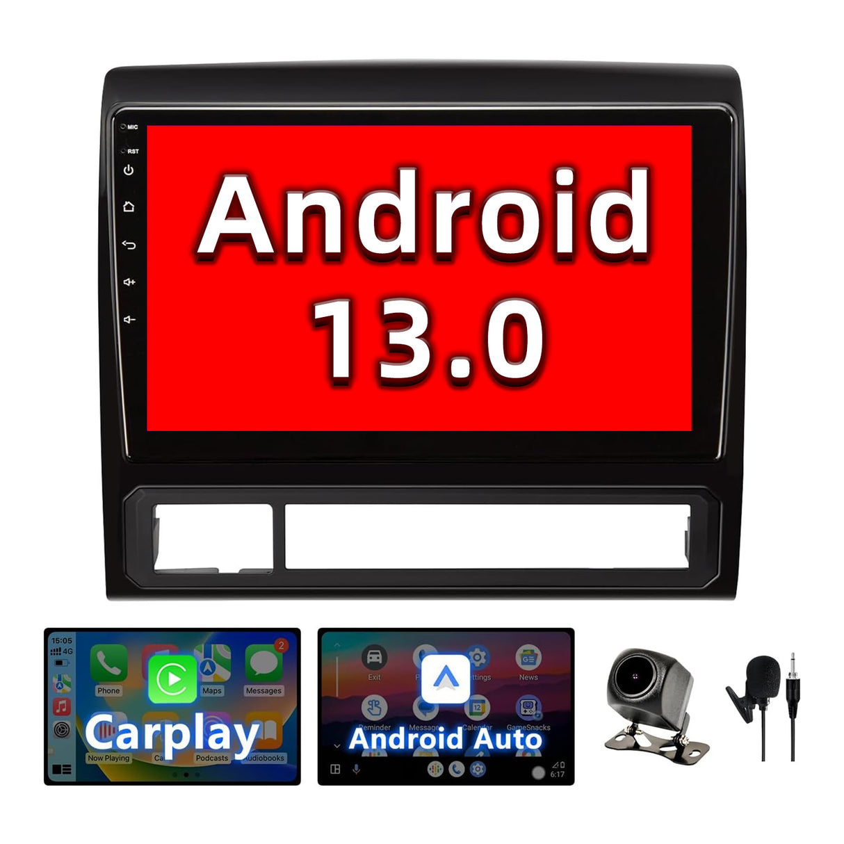 Android 13 Car Stereo for Toyota Tacoma 2005-2015 with Wireless CarPlay/Android Auto & Mirroring Link Support with AHD Backup Camera