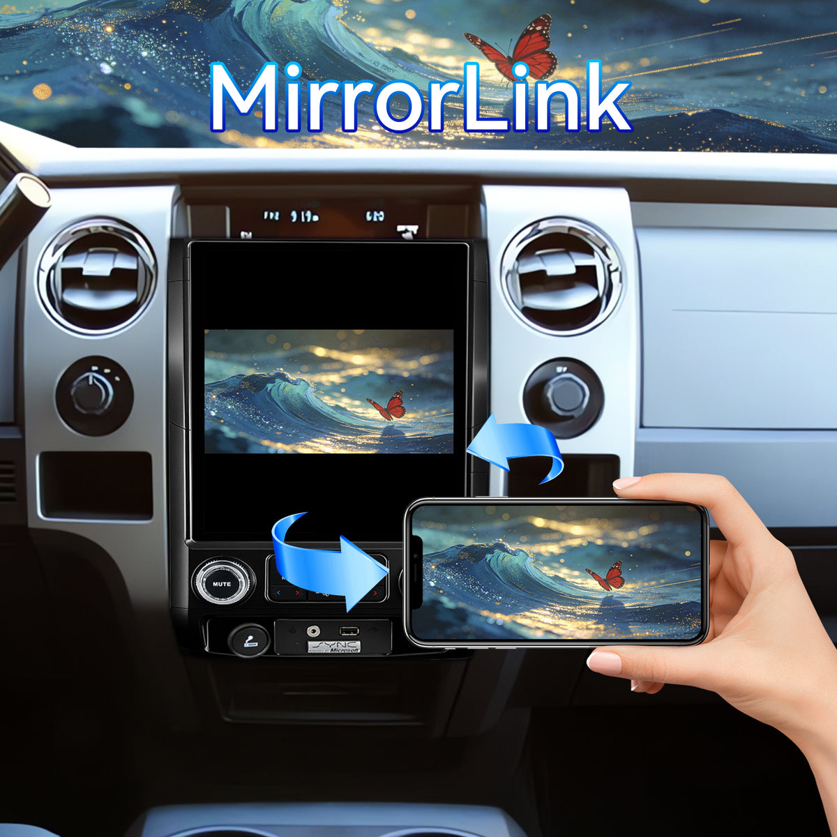 Car Stereo Radio for Ford F150 2009-2012 with Wireless CarPlay & Android Auto, T-Style 12.1" Touchscreen, 8 Core 4+64GB, Mirror Link WiFi Bluetooth FM DSP SWC Backup Camera