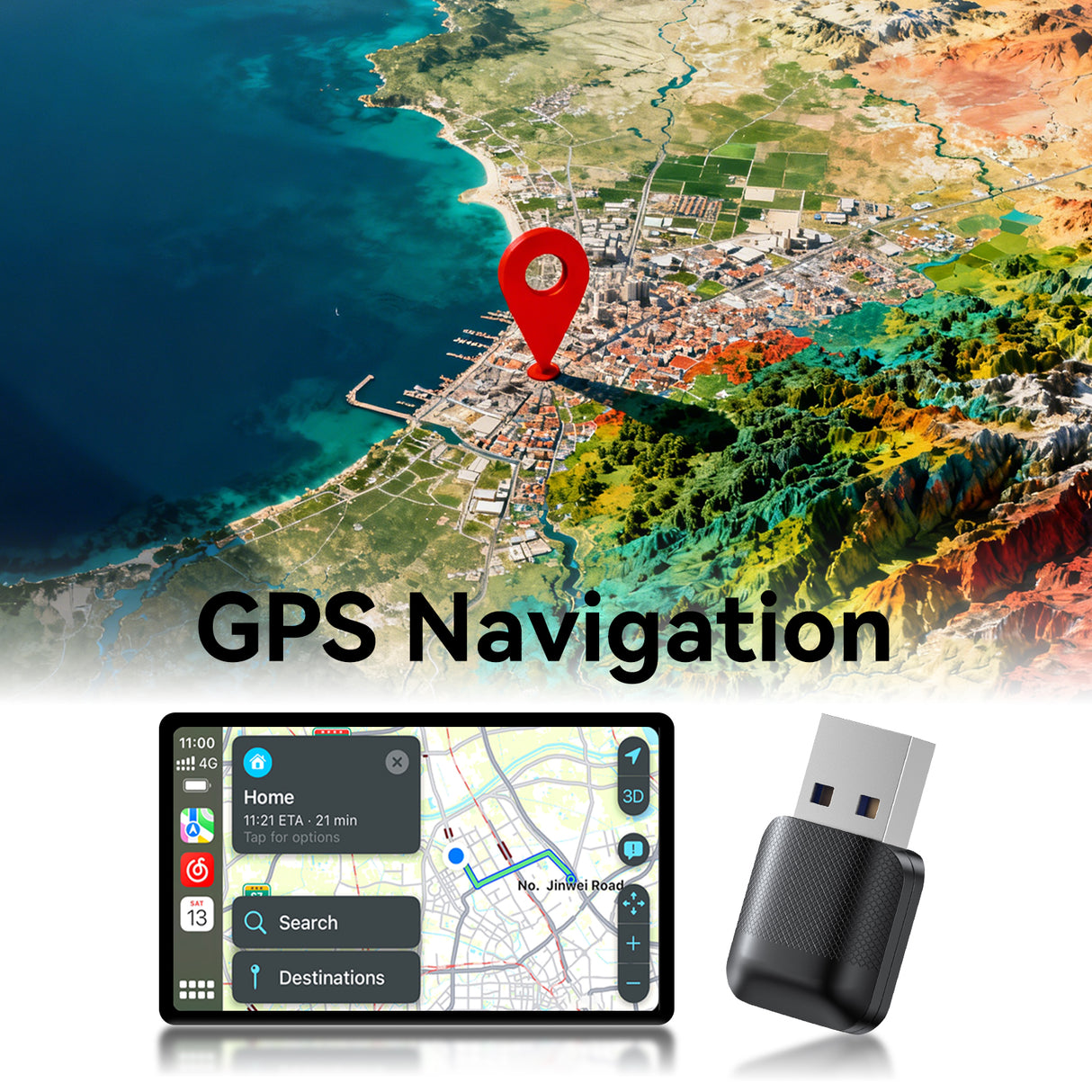 2-in-1 Wireless CarPlay Adapter / Android Auto Dongle, 5.8GHz WiFi Auto Connection, Compatible with iOS12+ & Android11+