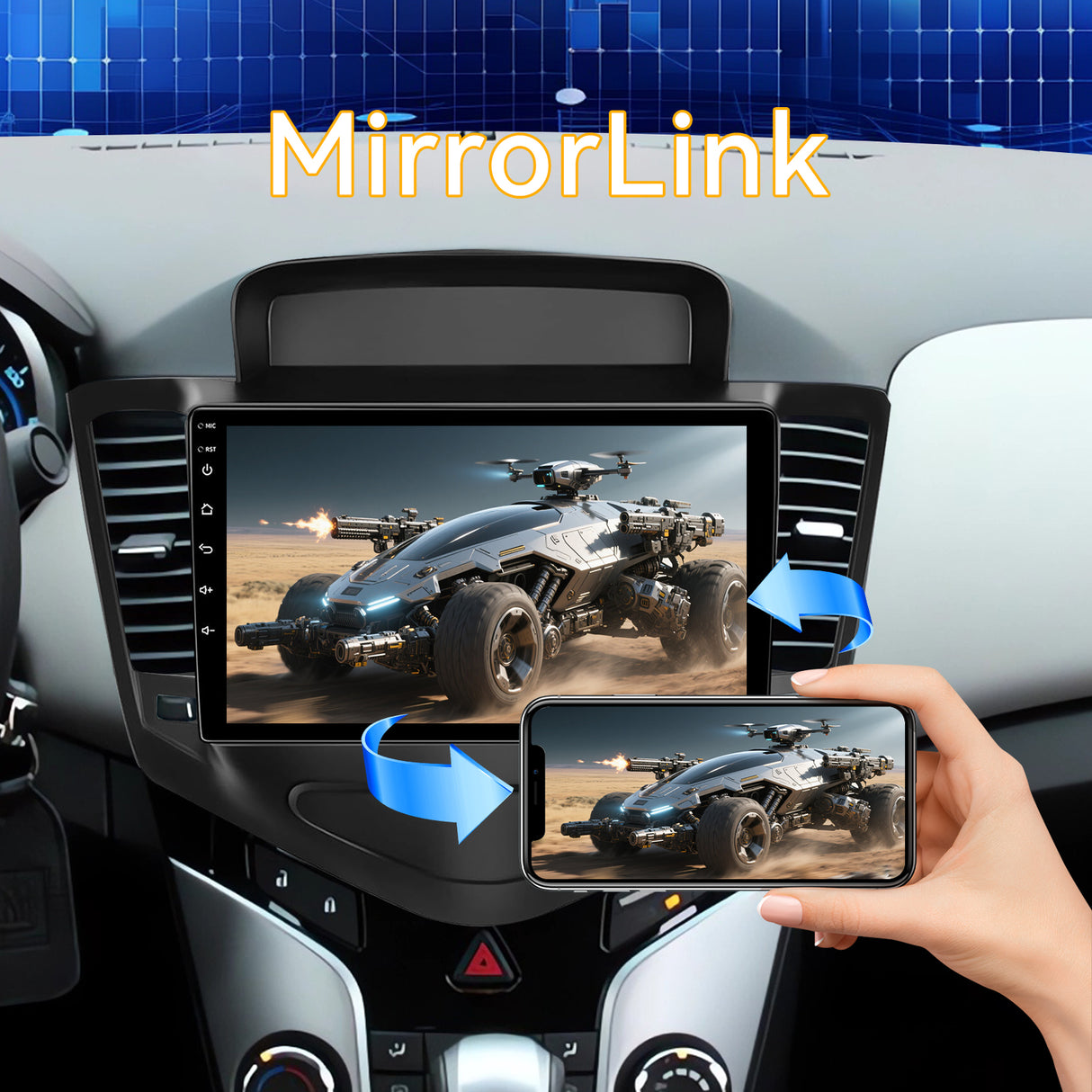 Car Stereo for Chevrolet Cruze 2009-2015 Upgrade Wireless CarPlay & Android Auto AHD Backup Camera GPS SWC FM WiFi Bluetooth