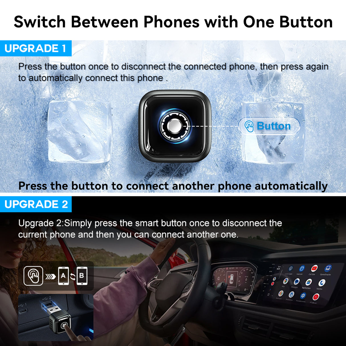 Wireless CarPlay Adapter Pro for Factory Wired CarPlay & Android Auto