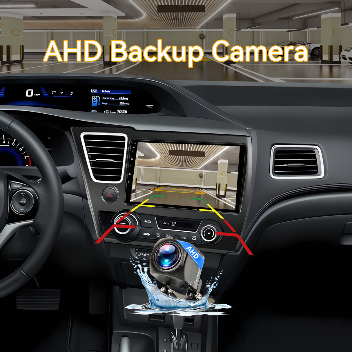 Car Stereo for Honda Civic 2014-2015 Upgrade Wireless CarPlay & Android Auto AHD Backup Camera GPS SWC FM WiFi Bluetooth