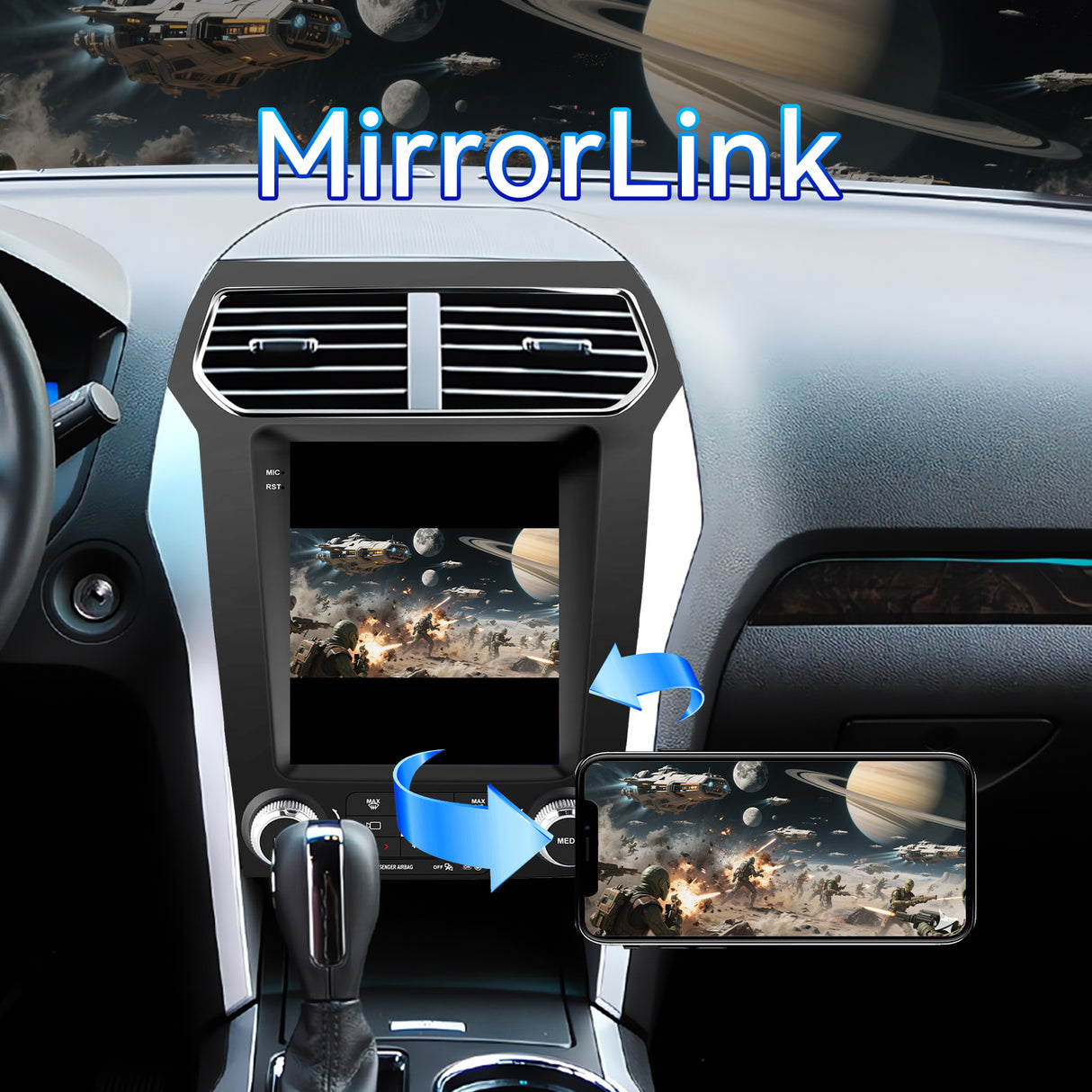Android 13 Car Stereo Radio for Ford Explorer 2011-2019 with Wireless CarPlay & Android Auto 9.7-Inch Screen GPS WiFi Bluetooth FM SWC AHD Backup Camera