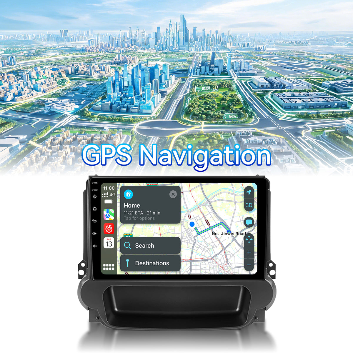 Car Stereo Radio for Chevrolet Malibu 2011-2015 with Wireless CarPlay & Android Auto 9-Inch Touchscreen Mirror Link Bluetooth FM RDS WiFi GPS EQ SWC Backup Camera
