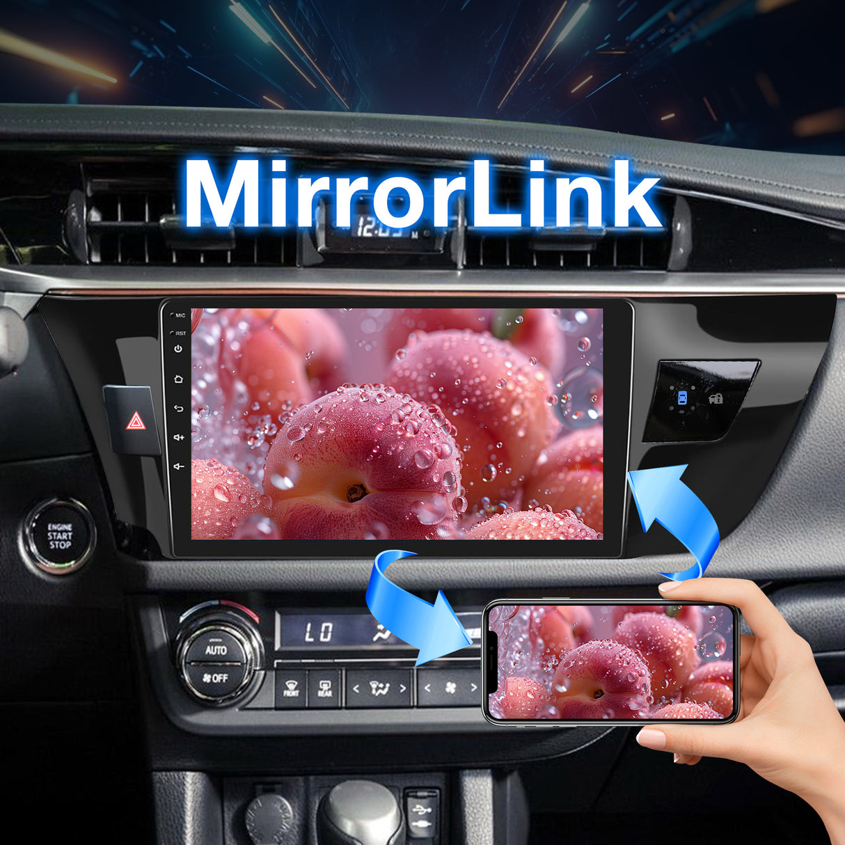 BINIZE Android 13 Car Stereo Radio Compatible with Toyota Corolla 2014 2015 2016 Wireless Carplay&Android Auto, 10 Inch Touchscreen Bluetooth GPS Navigation, WiFi, FM Radio,Mirror Link,Backup Camera