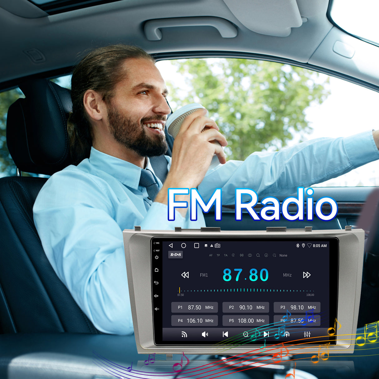 Car Stereo Radio for Toyota Camry 2007-2011 with Wireless Carplay & Android Auto 9 inch Touchscreen GPS FM RDS Bluetooth Backup Camera