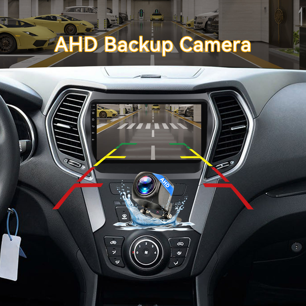 Car Stereo for Hyundai Santa Fe 2013-2017 Upgrade Wireless CarPlay & Android Auto AHD Backup Camera GPS SWC FM WiFi Bluetooth
