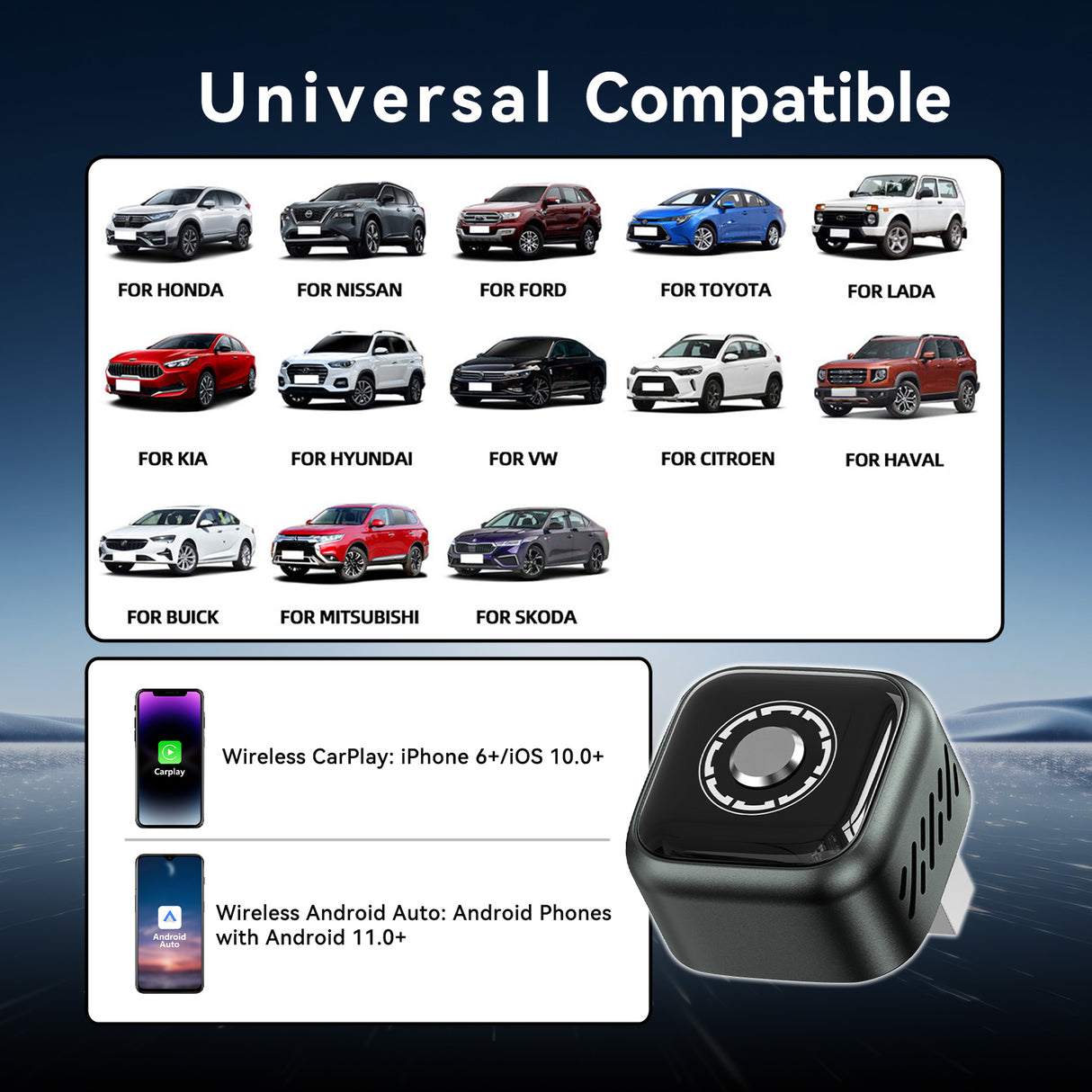 Wireless CarPlay Adapter Pro for Factory Wired CarPlay & Android Auto