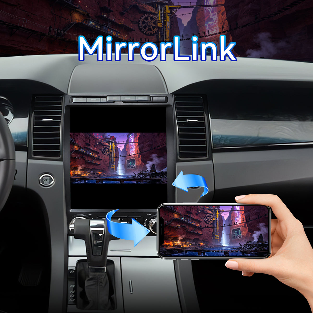 Car Stereo Radio for Ford Taurus 2009-2011 with Wireless CarPlay & Android Auto Qualcomm 8‑Core Chip 12.1-Inch Touchscreen GPS Navigation WiFi Bluetooth FM
