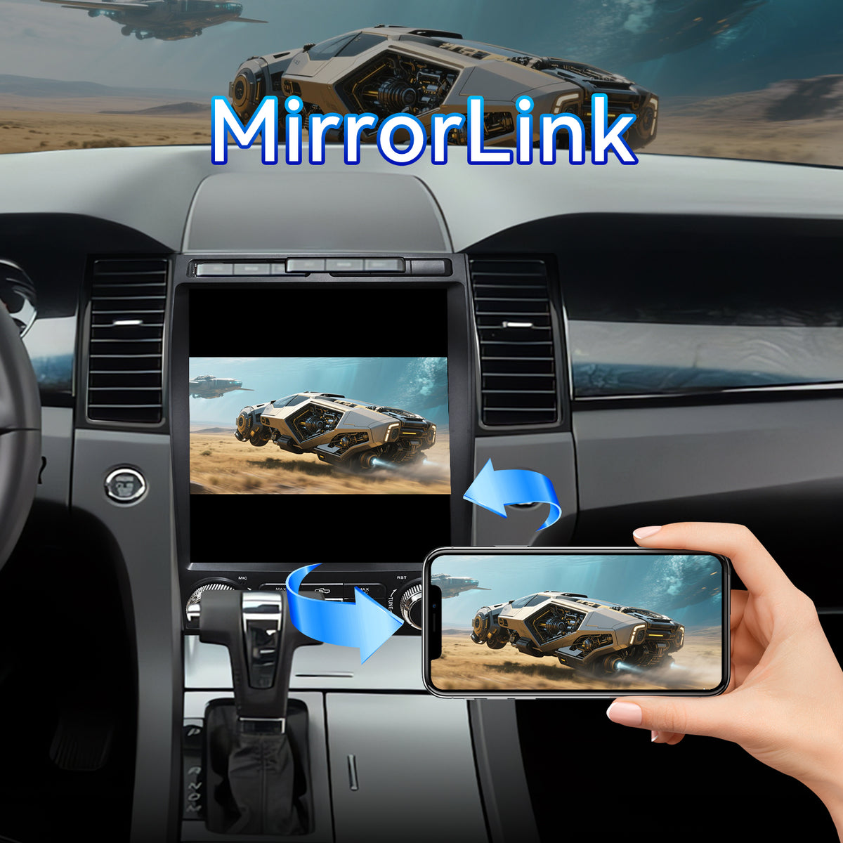 Car Stereo Radio for Ford Taurus 2012-2014 with Wireless CarPlay & Android Auto Qualcomm 8‑Core Chip 12.1-Inch Touchscreen Head Unit Bluetooth GPS WiFi SWC FM