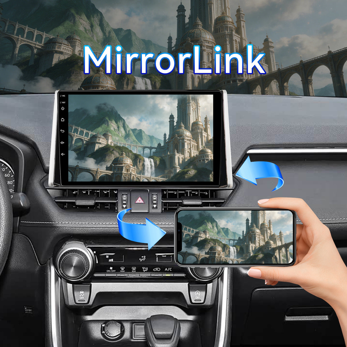 Android 13 Car Stereo Radio for Toyota RAV4 2019-2022 with Wireless CarPlay & Android Auto 10.1" IPS HD Touchscreen GPS Navigation Bluetooth SWC FM DSP Backup Camera