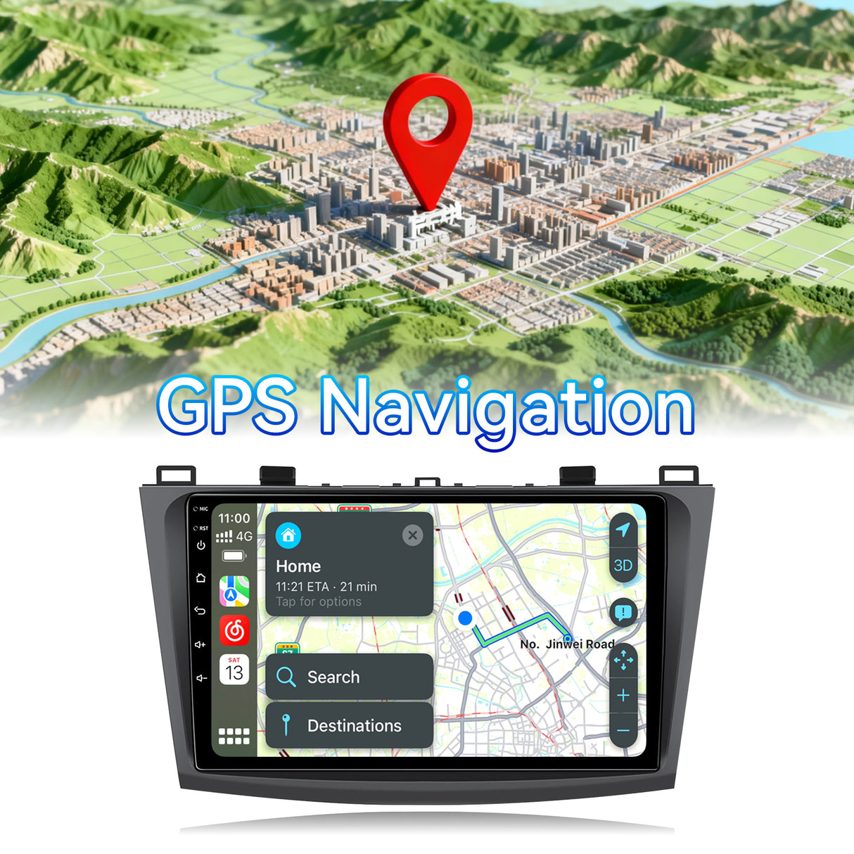 Android 13 Car Stereo Radio for Mazda 3 2010-2013 with Wireless CarPlay & Android Auto, 9-Inch Touchscreen GPS BT 5GWIFI FM SWC