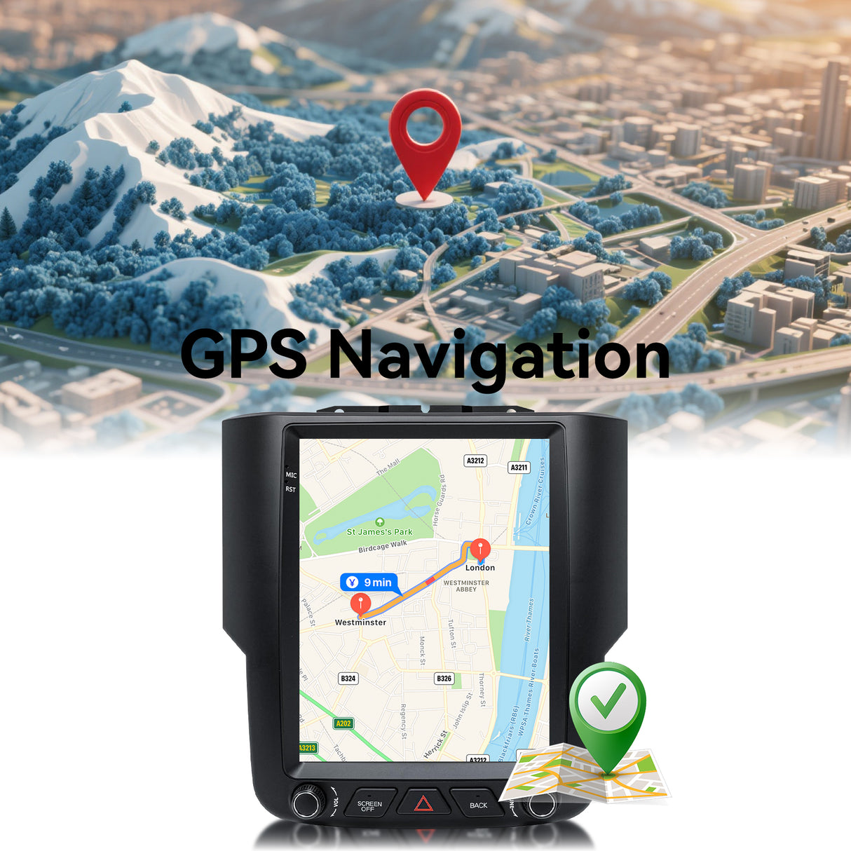 9.7" Car Radio Compatible with Dodge Ram 2013-2018 1500 2500 3500,Wireless CarPlay Android Auto,Android 13 Head Unit with WiFi SWC GPS 1080P Backup Camera 4+64GB