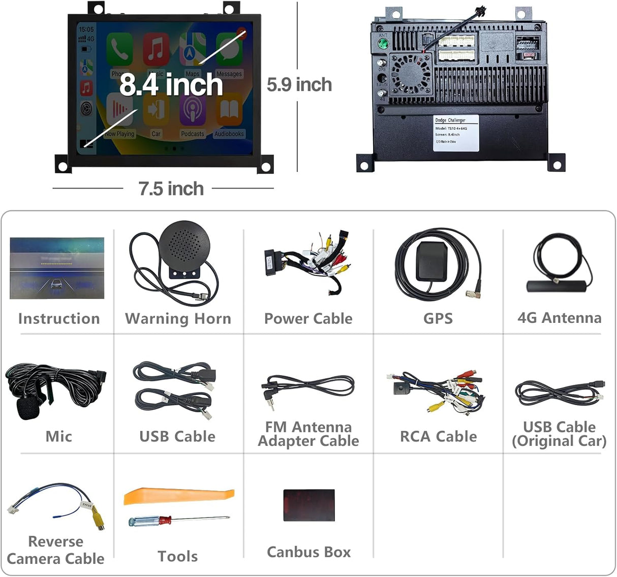 Android Car Stereo for Dodge Challenger 2015-2019 with CarPlay