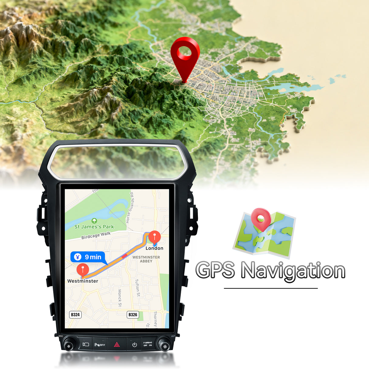 Car Stereo for Ford Explorer 2011-2019 Upgrade Wireless CarPlay & Android Auto AHD Backup Camera GPS SWC FM WiFi Bluetooth