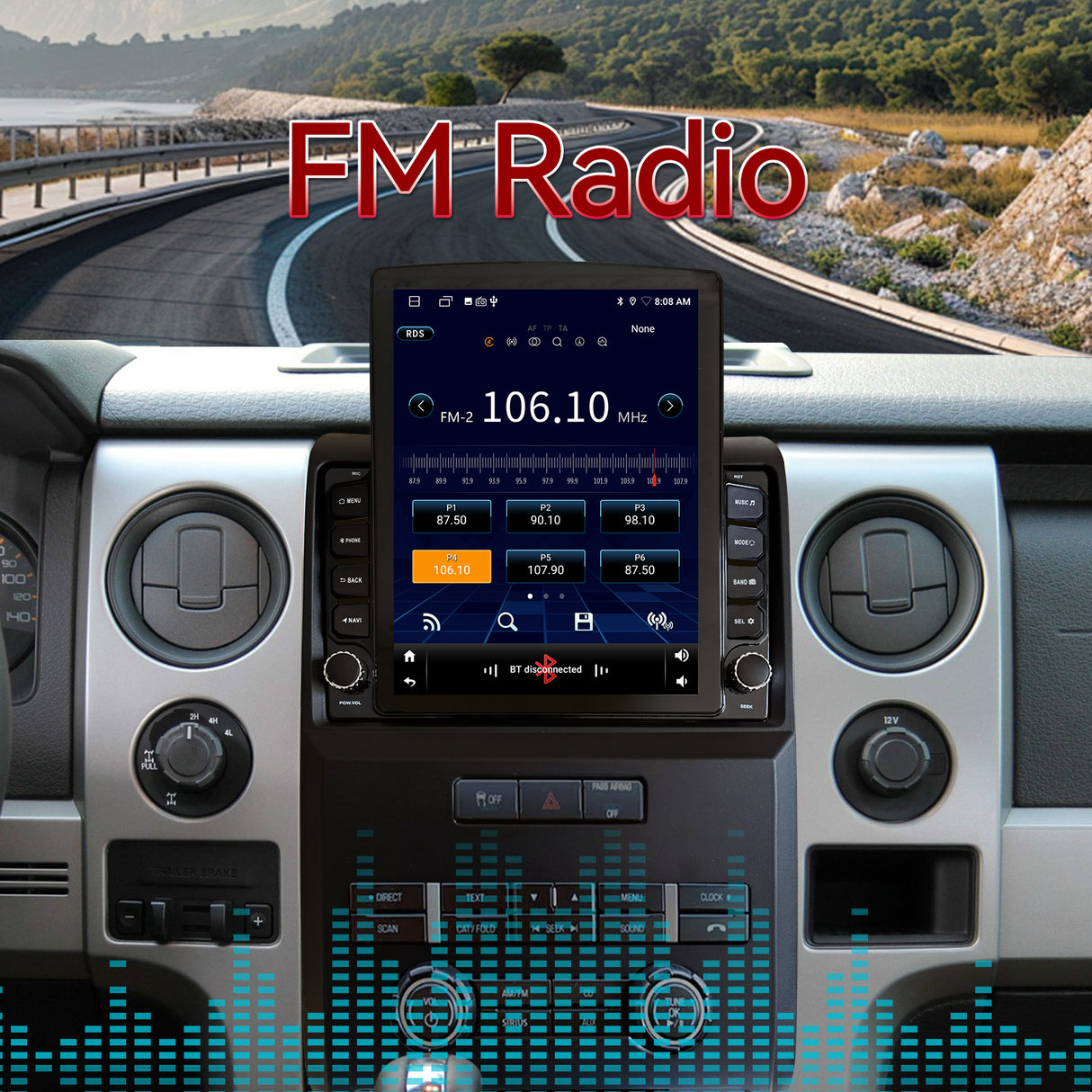 Binize 9.7" Android 14 Car Radio Compatible with Ford F150 2009-2012 Manual AC Upgrade, Car Stereo Replacement Wireless CarPlay & Android Auto, WiFi/BT/FM/SWC/GPS/1080P AHD Backup Camera/2+64G