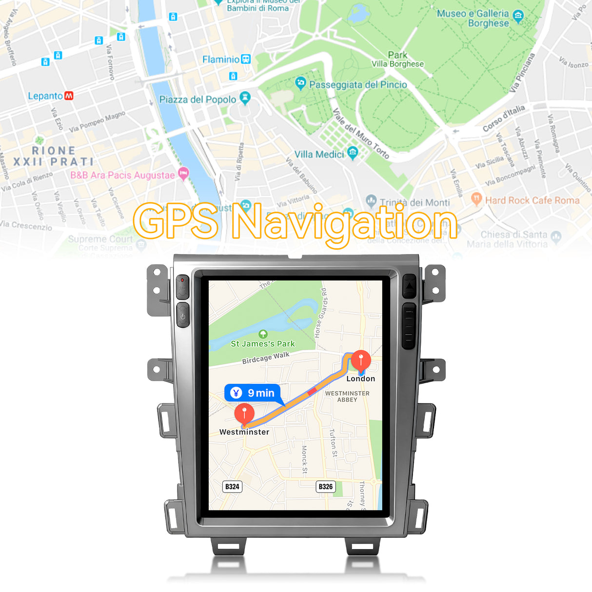 Car Stereo Radio 8-Core Qualcomm CPU, with Android Auto Wireless Carplay for Ford Edge 2009-2012 Upgrade 2K Touchscreen Bluetooth WiFi GPS DSP AM FM Head Unit