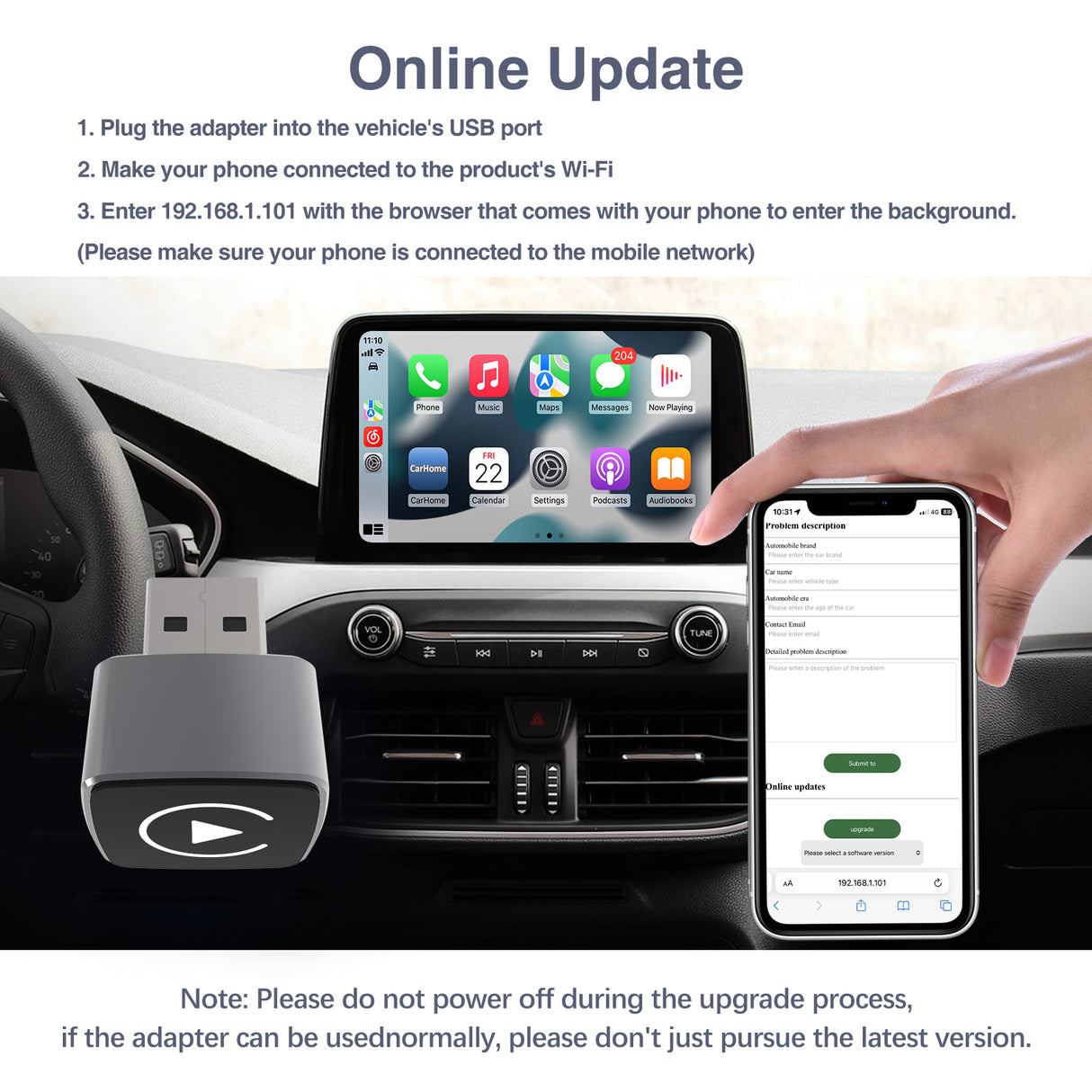 Wireless CarPlay/Android Auto Adapter for Stock Wired CarPlay/Android Auto Cars