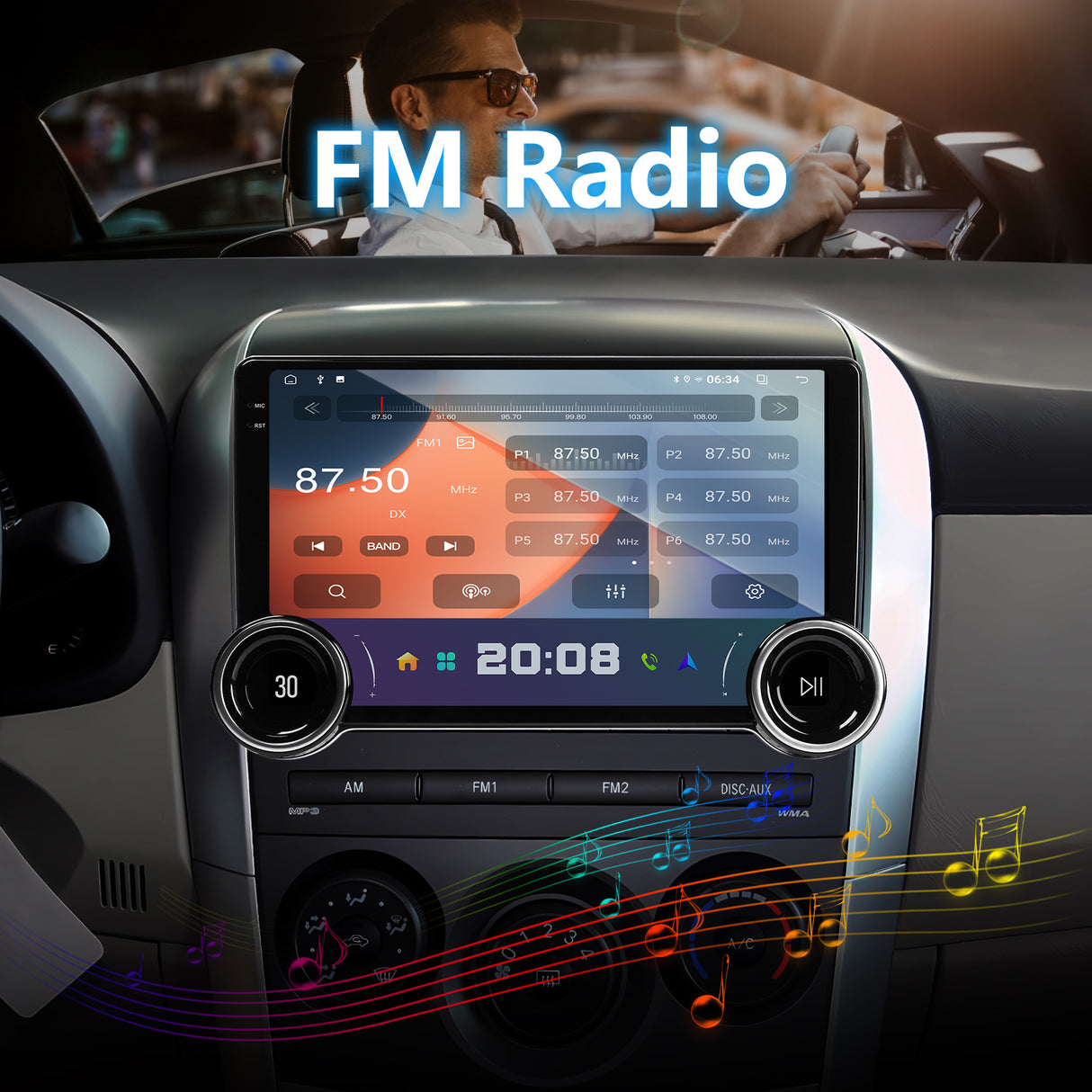 Android Single Din Touchscreen Radio with Wireless CarPlay