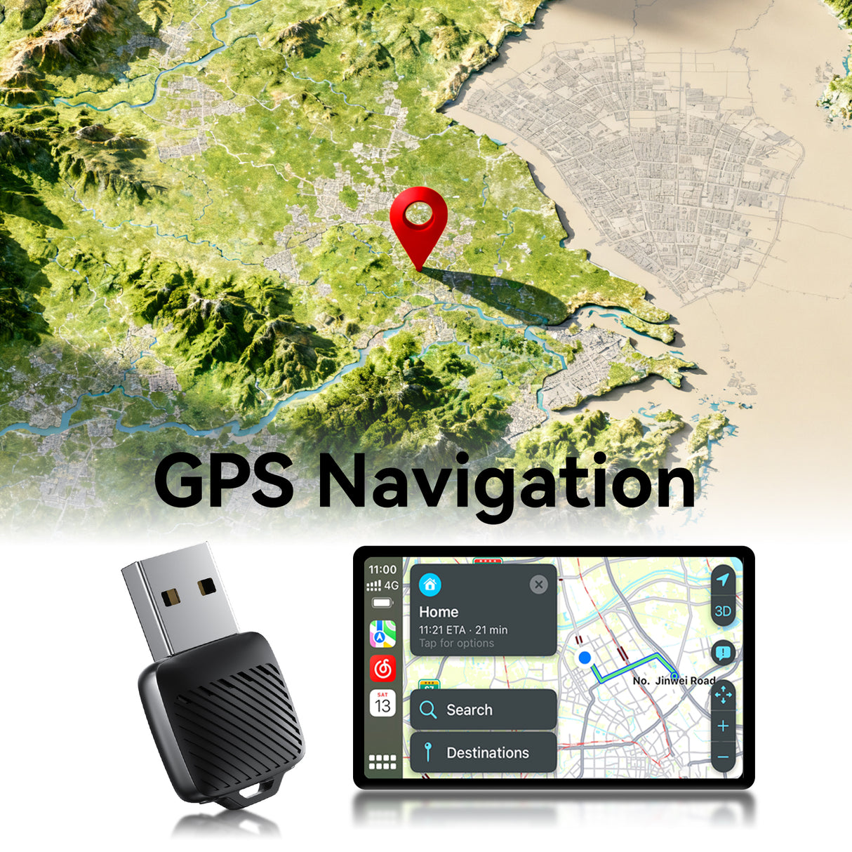 2026 2-in-1 Wireless CarPlay Adapter / Android Auto Dongle, 5.8GHz WiFi Auto Connection, Compatible with iOS12+ & Android11+