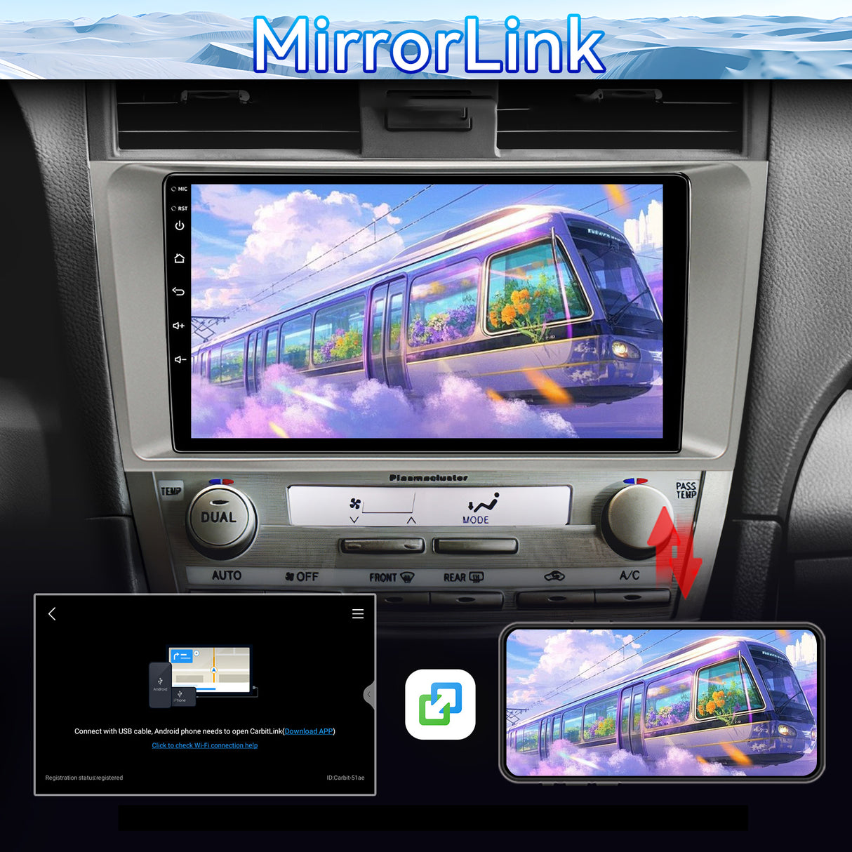 Car Stereo Radio for Toyota Camry 2007-2011 with Wireless Carplay & Android Auto 9 inch Touchscreen GPS FM RDS Bluetooth Backup Camera