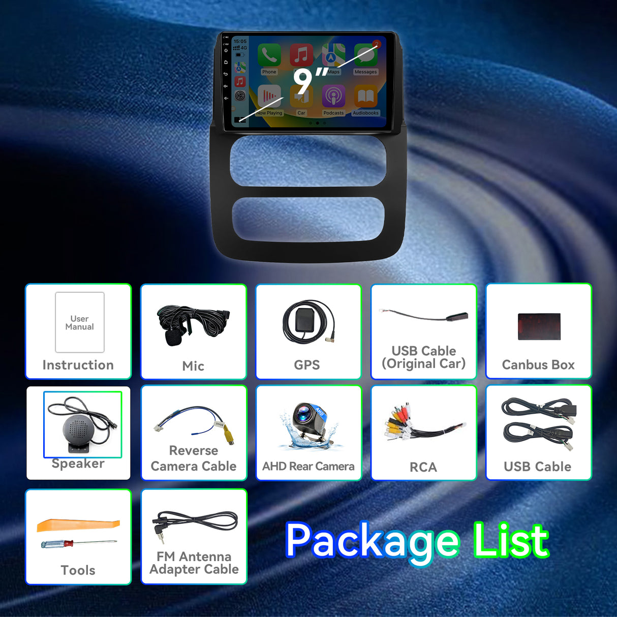 Android 13 4Core+64G ROM Car Stereo Radio Compatible with Dodge RAM 1500 2500 3500 2002 2003 2004 2005,9 Inch Touchscreen Head Unit Wireless Carplay Android Auto