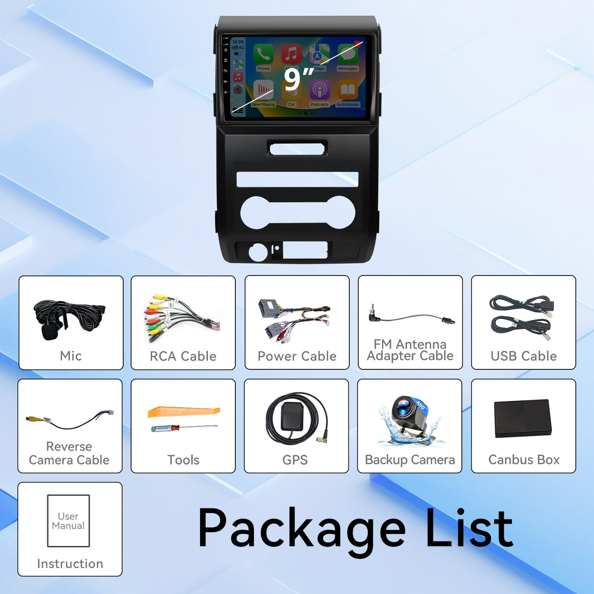 Android 13 Car Radio Compatible with Ford F150 2009 2010 2011 2012 Manual AC Upgrade, Car Stereo Replacement Wireless CarPlay & Android Auto