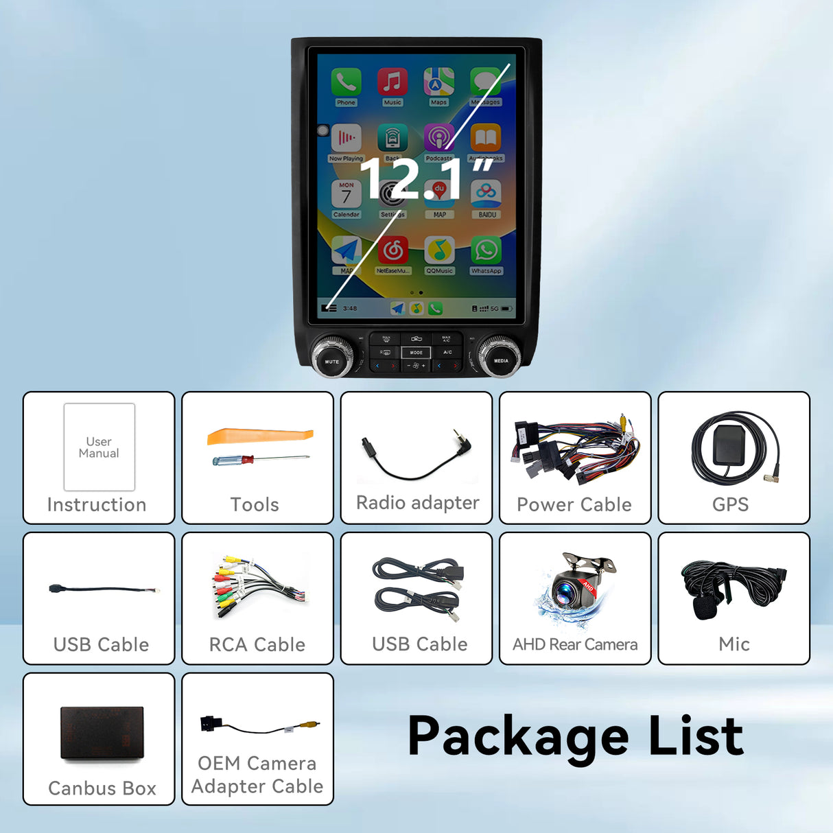 Car Stereo for Ford Expedition 2015-2018 Upgrade Wireless CarPlay & Android Auto AHD Backup Camera GPS SWC FM WiFi Bluetooth