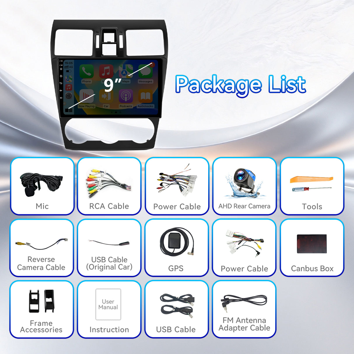 Android 13 Car Stereo Radio for Subaru Forester WRX Impreza 2013 2014 2015 with Wireless CarPlay & Android Auto FM AM RDS DSP WiFi,Backup Camera