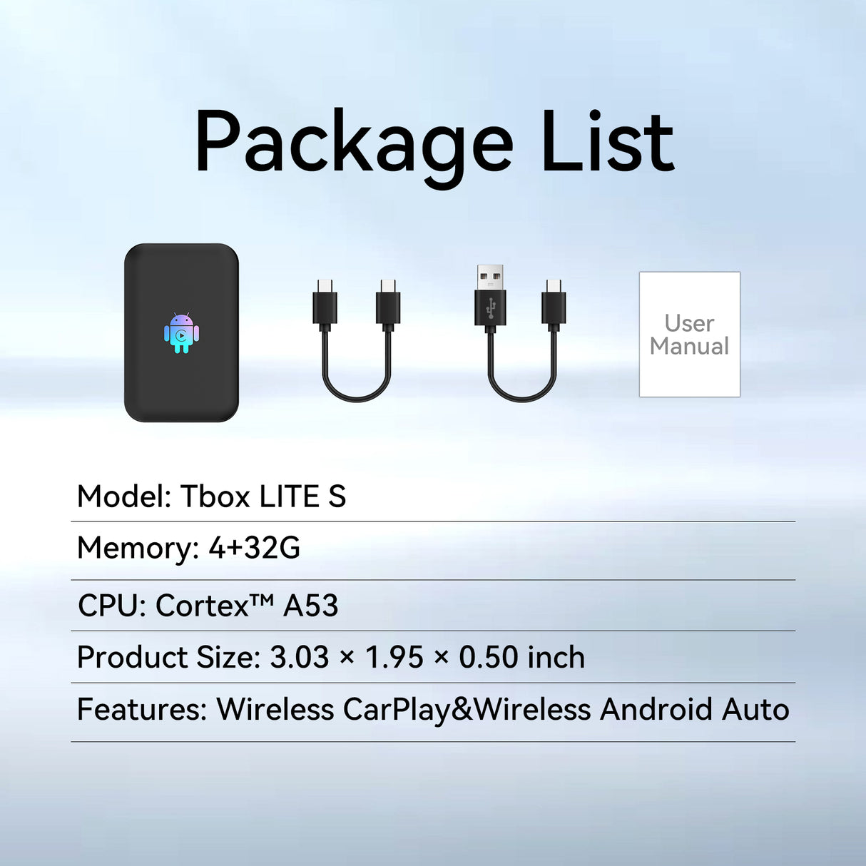 Lite S Wireless Dongle CarPlay Android auto Android Ai Box Wireless Adatper for Netfilx Youtube Spotify HD Output