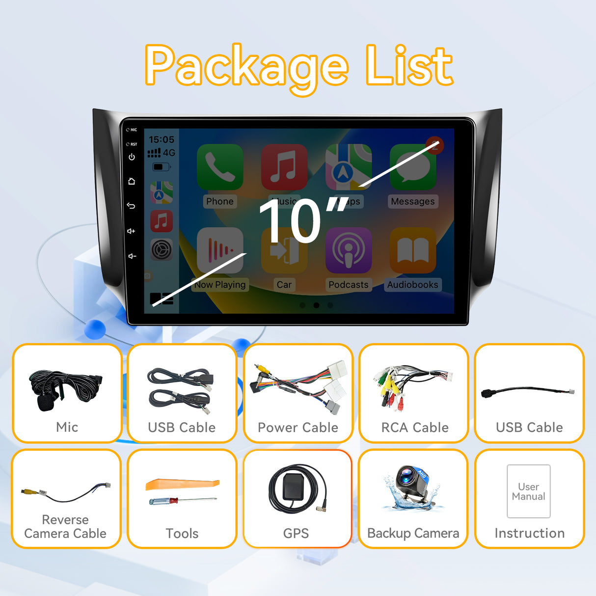 Car Stereo for Nissan Sentra 2013-2017 Upgrade Wireless CarPlay & Android Auto AHD Backup Camera GPS SWC FM WiFi Bluetooth