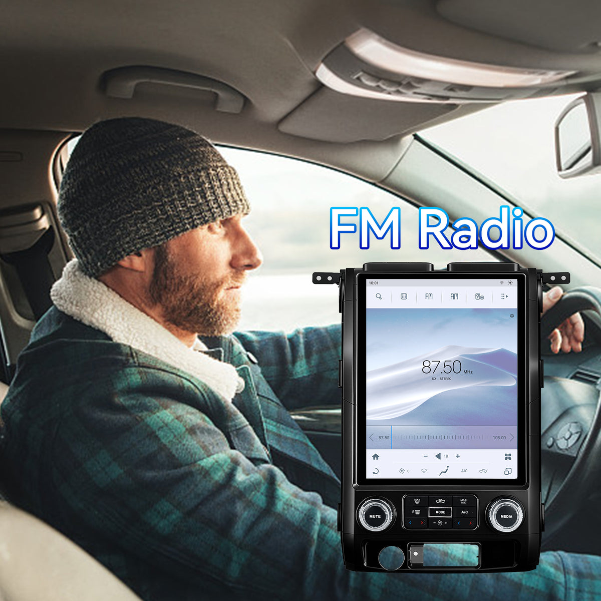 Car Stereo Radio for Ford F150 2009-2012 with Wireless CarPlay & Android Auto, T-Style 12.1" Touchscreen, 8 Core 4+64GB, Mirror Link WiFi Bluetooth FM DSP SWC Backup Camera