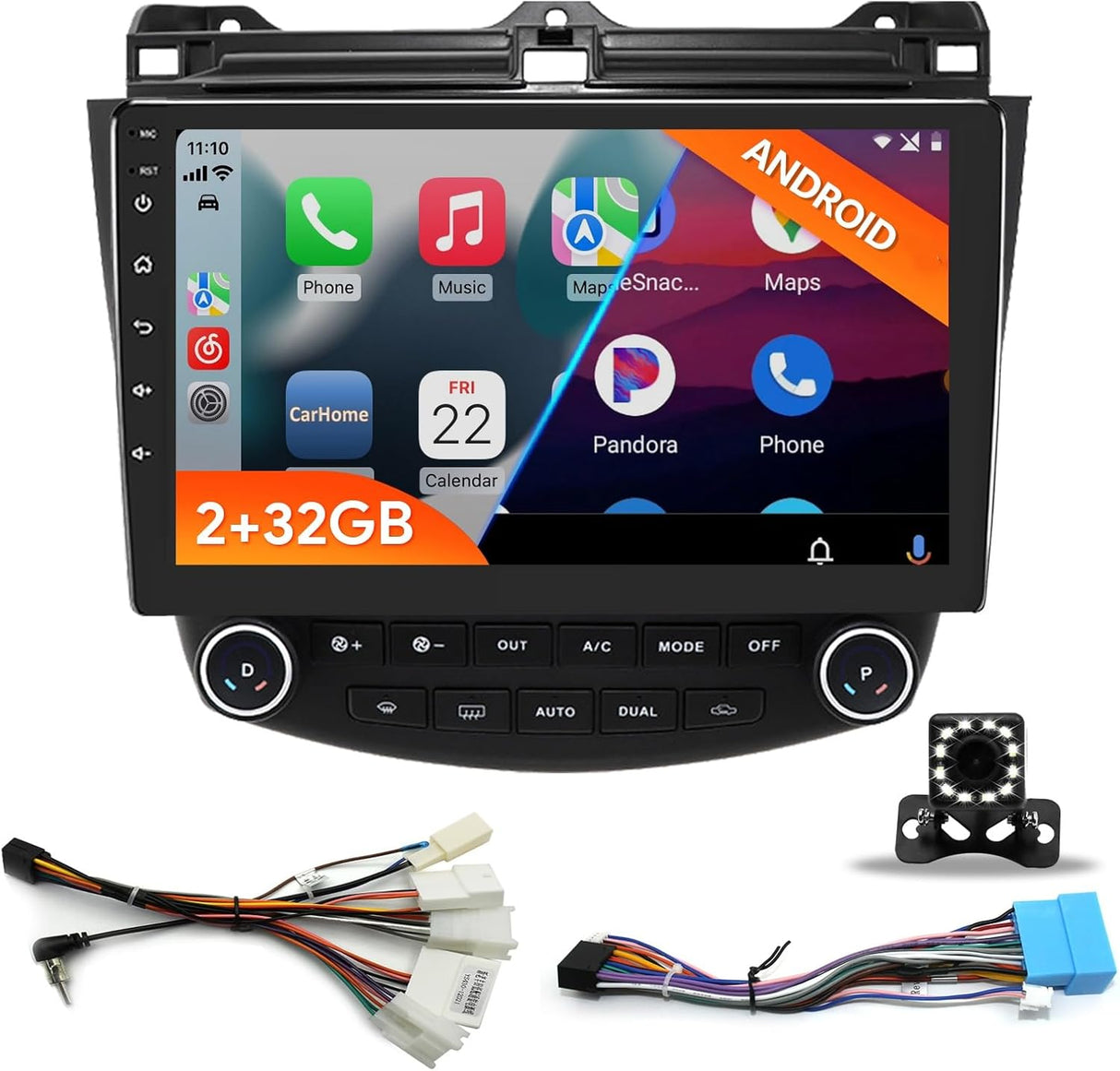 Android 13 Car Stereo for Honda Accord 2003-2007 with Wireless CarPlay/GPS/Bluetooth/FM/DSP+Backup Camera
