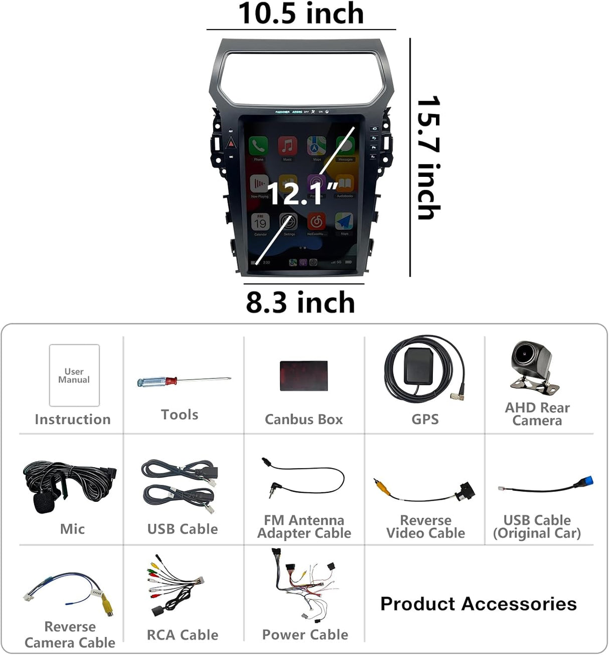 Android 13 Car Stereo for Ford Explorer 2011-2019 4G+64GB Car Stereo with CarPlay/Android Auto, GPS FM/AM/RDS WiFi Bluetooth Backup Camera