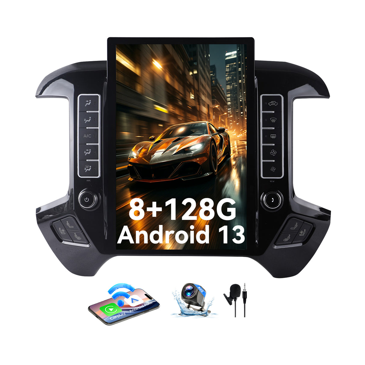 Car Stereo Radio with Android Auto Wireless Carplay for Chevrolet Silverado 2013-2019 GMC Sierra 2014-2020 Upgrade 2K Touchscreen Bluetooth WiFi GPS DSP AM FM Head Unit