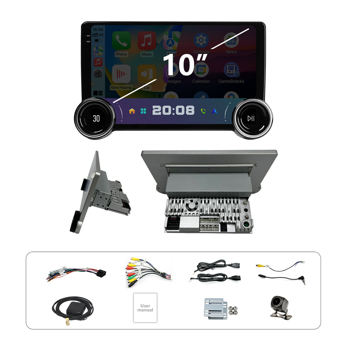 Android Single Din Touchscreen Radio with Wireless CarPlay