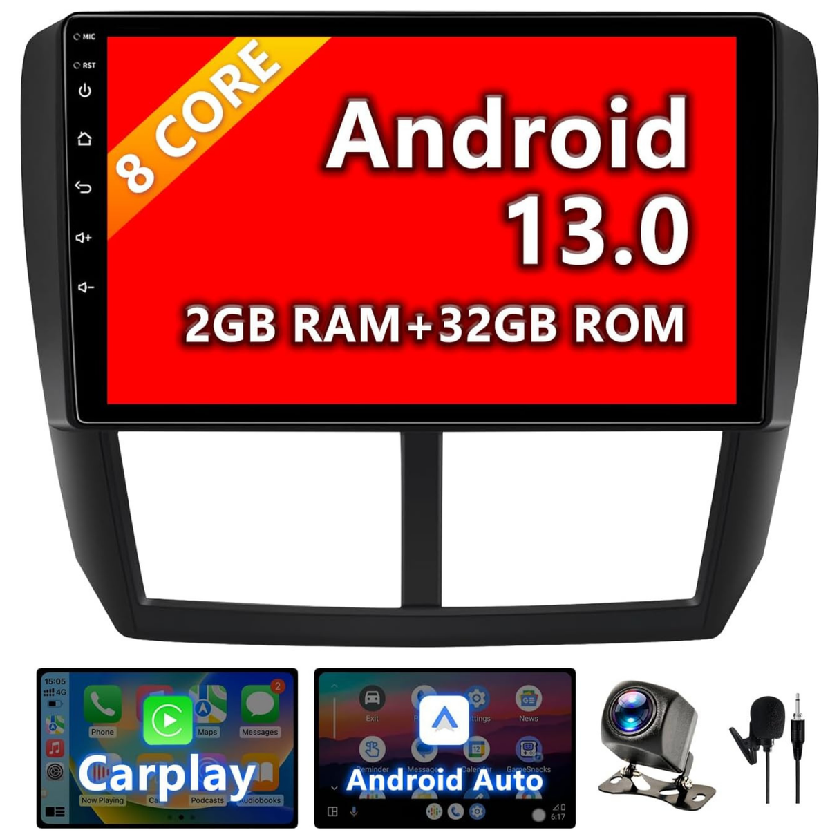 Binize Car Stereo for 2008-2011 Subaru Forester & Impreza Wireless CarPlay & Android Auto, Mirror Link,