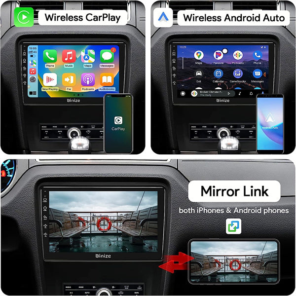 Binize 10 Inch Android 12 CarPlay Radio Car Stereo for 2010-2014 Ford Mustang